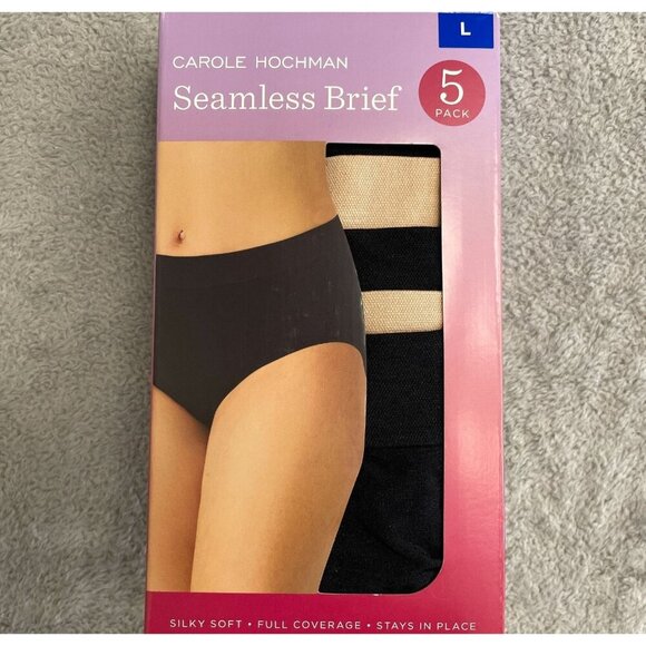 Carole Hochman Other - NEW Carole Hochman 5 Pack Women's L Seamless Brief Underwear Black Nude